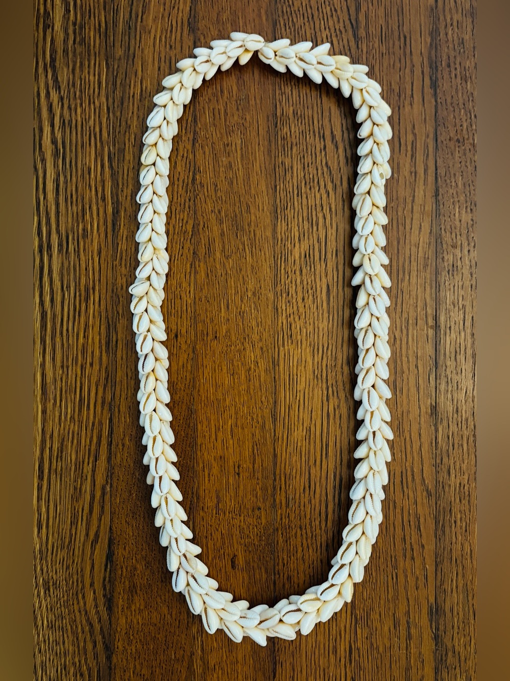 Vtg Hawaii Lei Cowrie Shell Necklace Triple Row Infinity 36” Beach Boho